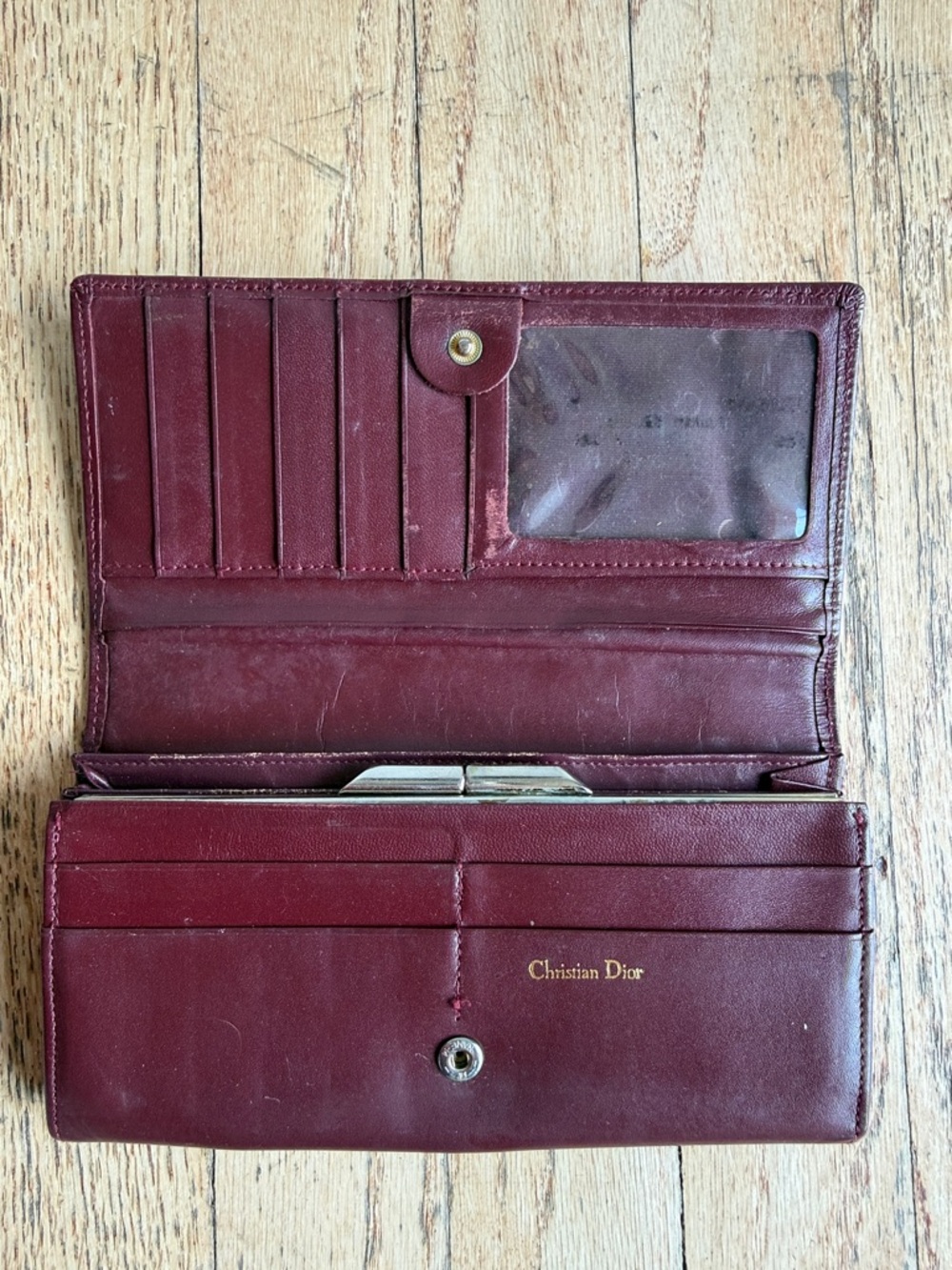 Dior Vintage Burgundy Leather Continental Wallet - Picture 2 of 5